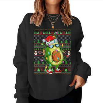 Xmas Ugly Sweater Style Lighting Avocado Christmas Women Sweatshirt - Seseable