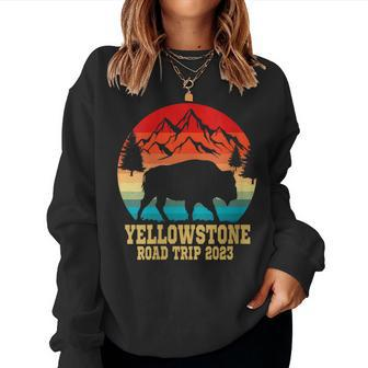 Yellowstone National Park Family Road Trip 2023 Matching Women Crewneck Graphic Sweatshirt - Seseable