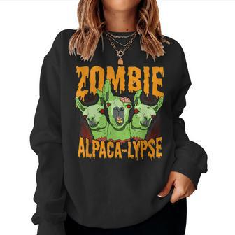 Zombie Alpacalypse Halloween Llama Horror Halloween Women Sweatshirt | Mazezy