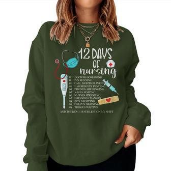 12 Days Of Nursing Nurse Christmas Cute Xmas Women Sweatshirt - Thegiftio UK