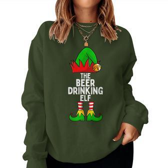 Beer Drinking Elf Matching Family Christmas Women Sweatshirt - Seseable