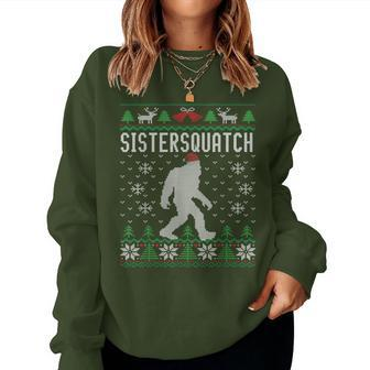 Bigfoot Santa Ugly Christmas Pajamas Sister Women Sweatshirt - Monsterry