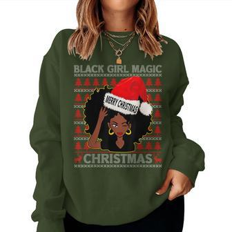 Black Girl Magic Merry Christmas African American Woman Xmas Women Sweatshirt - Seseable