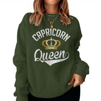 Capricorn Queen Zodiac Graphic Bday Christmas Mom Wife Women Sweatshirt | Mazezy