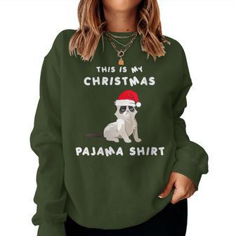 Cat Santa This Is My Christmas Pajama Polar Express 2021 Women Sweatshirt | Mazezy