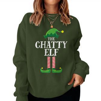 Chatty Elf Matching Family Group Christmas Party Elf Women Sweatshirt - Monsterry
