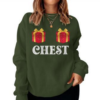 Chest Nuts Merry Christmas Party Holiday Women Sweatshirt - Monsterry