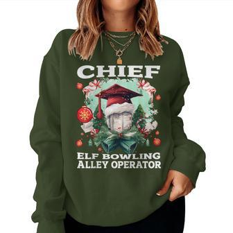 Chief Elf Bowling Alley Operator Christmas Bowling Women Sweatshirt | Mazezy