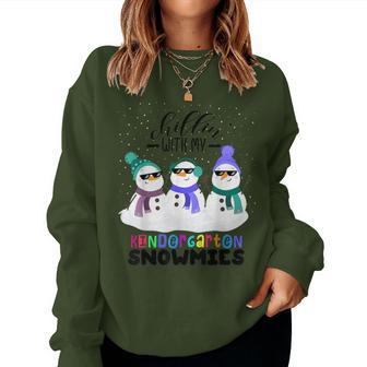 Chillin With My Kindergarten Snowmies Christmas Teacher Women Sweatshirt - Monsterry UK