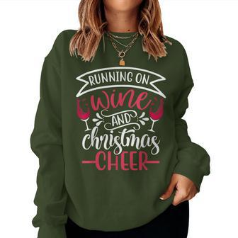 Christmas Cheer And Wine Holiday Drinking Women Sweatshirt | Mazezy