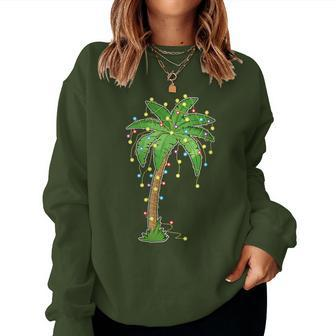 Christmas Lights Palm Tree Beach Tropical Xmas Women Sweatshirt - Thegiftio UK