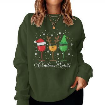 Christmas Spirits Glasses Of Wine Xmas Holidays Party Women Sweatshirt | Mazezy CA