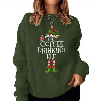 Coffee Drinking Elf Group Matching Family Christmas Women Sweatshirt - Thegiftio UK