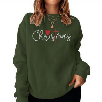 Cross Christmas Cute X-Mas Pajama Christian Jesus Faith Women Sweatshirt - Thegiftio UK