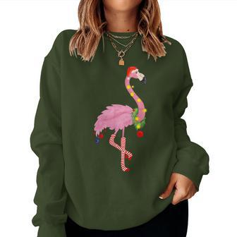 Cute And Fun Tropical Flamingo Christmas Women Sweatshirt - Seseable