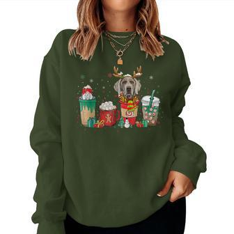 Cute Weimaraner Dog Christmas Coffee Pajamas Xmas Women Sweatshirt | Mazezy