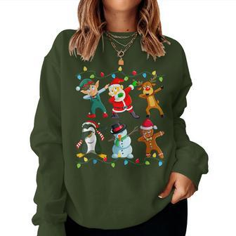 Dabbing Santa Elf Friends Christmas Boys Girls Xmas Dab Women Sweatshirt - Seseable
