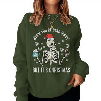 Dead Inside But Its Christmas Skeleton Coffee Xmas Men Women Sweatshirt - Thegiftio UK