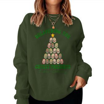 Delivering The Cutest Presents L D Nurse Christmas Tree Women Sweatshirt - Seseable