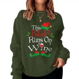 This Elf Runs On Wine Lovers Christmas Elves Xmas Women Sweatshirt | Mazezy
