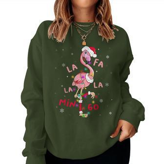 Fa La La Mingo Flamingo Christmas Tree Lights Tropical Xmas Women Sweatshirt | Mazezy