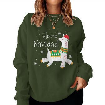 Fleece Navidad Llama Christmas X-Mas Holiday Season Women Sweatshirt | Mazezy