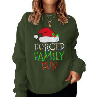 Forced Family Fun Sarcastic Christmas Pajama Family Women Sweatshirt - Thegiftio UK