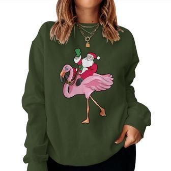 Christmas In July Santa Claus Flamingo Summer Women Sweatshirt - Monsterry