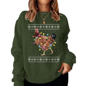 Christmas Santa Chicken Xmas Ugly Sweater Women Sweatshirt - Thegiftio UK