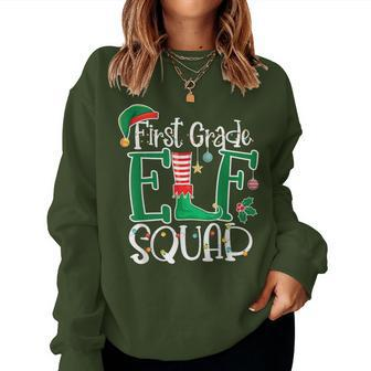 Elf Squad 1St First Grade Teacher Christmas Students Women Sweatshirt - Thegiftio UK