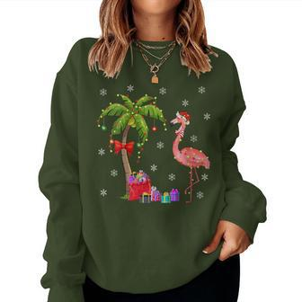 Flamingo Lover Xmas Santa Hat Flamingo Christmas Women Sweatshirt - Thegiftio UK