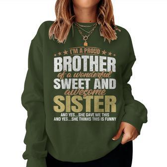 Proud Brother From Awesome Sister Christmas Xmas Famil Women Sweatshirt - Thegiftio UK