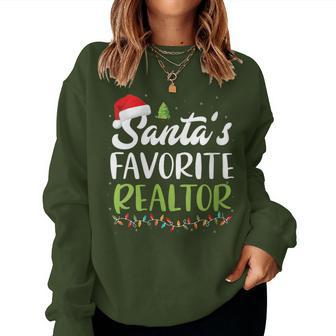 Santa's Favorite Realtor Christmas Santa Hat Light Women Sweatshirt - Monsterry UK