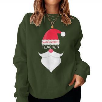 Teacher Christmas Santa's Favorite Women Sweatshirt - Monsterry DE