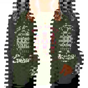 Groovy Retro Nuts About Christmas Pink Nutcracker Women Sweatshirt - Thegiftio