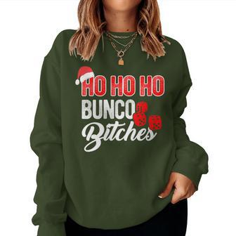 Ho Ho Ho Bunco Bitches Sassy Bunco Christmas Saying Women Sweatshirt - Seseable
