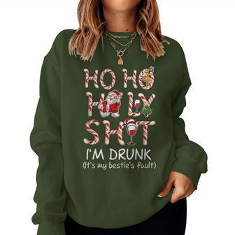 Ho Ho Holy Shit I'm Drunk Wine Santa Christmas Women Sweatshirt | Mazezy