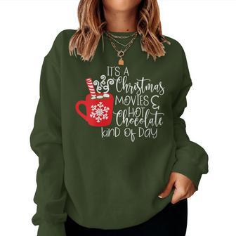 Hot Chocolate Movies Christmas Pajama Morning Party Women Sweatshirt - Monsterry
