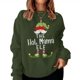 Hot Mama Elf Group Christmas Pajama Party Women Sweatshirt - Monsterry DE