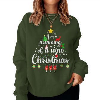 I'm Dreaming Of A Wine Christmas Xmas Tree Ornaments Women Sweatshirt | Mazezy