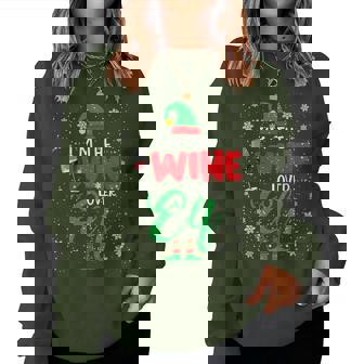 I'm The Wine Lover Elf Christmas Elf Drinking Wine Family Women Sweatshirt | Mazezy