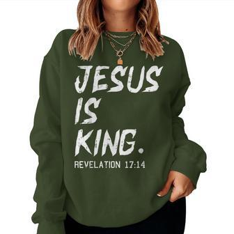 Jesus Is King Christmas Revelation Bible Religious Christian Women Sweatshirt - Thegiftio UK