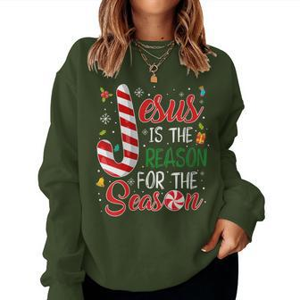 Jesus Is The Reason For The Season Christmas Pajama Women Sweatshirt | Mazezy