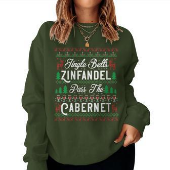Jingle Bells Zinfandel Pass The Cabernet Ugly Christmas Wine Women Sweatshirt | Mazezy