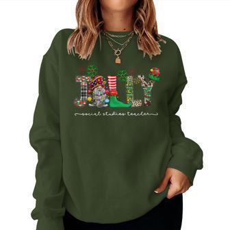 Jolly Social Studies Teacher History Teacher Christmas Women Sweatshirt | Mazezy