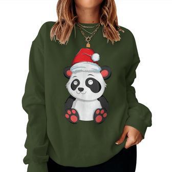 Kawaii Panda Christmas Santa Hat Xmas Bear Girls Women Sweatshirt - Monsterry