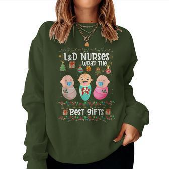 L&D Labor And Delivery Nurses Wrap The Best Christmas Women Sweatshirt | Seseable UK