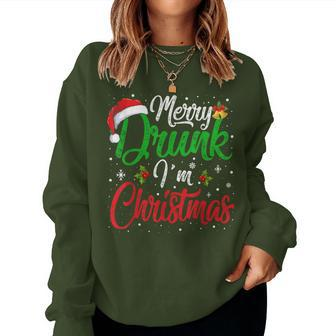 Merry Drunk I'm Christmas Santa Joke Xmas Drinking Women Sweatshirt - Monsterry DE