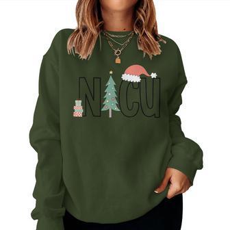 Nicu Nurse Icu Neonatal Retro Team Tiny Humans Christmas Women Sweatshirt - Thegiftio UK