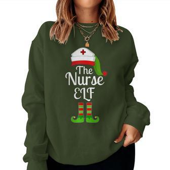 The Nurse Elf Matching Family Christmas Pajama Party Women Sweatshirt - Monsterry